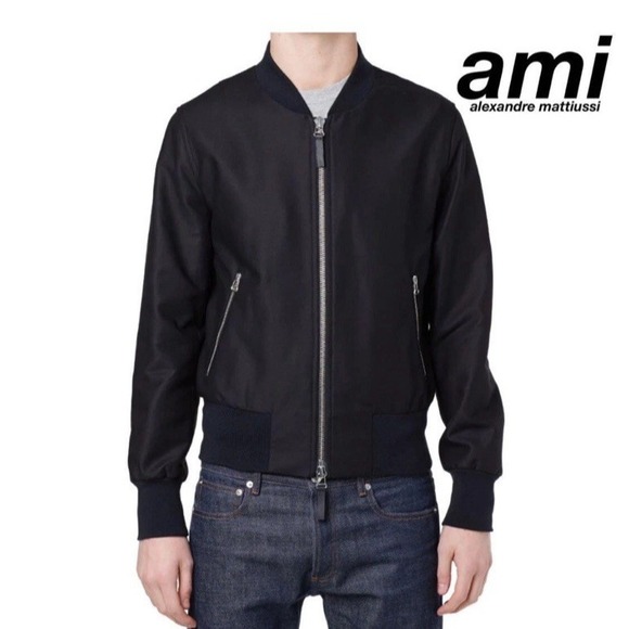 AMI Alexandre Mattiussi AMI PARISZip Track Jacket Drill‎ Bomber XL Black Wool